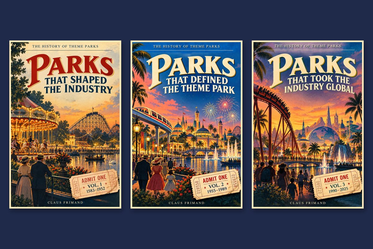 The covers of The History of Theme Parks, Volumes 1, 2 and 3